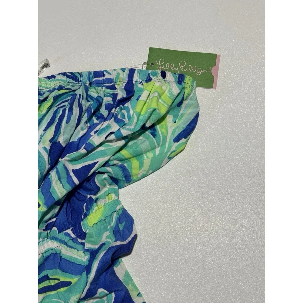 Lilly Pulitzer Marlisa Maxi Dress Womens XS Blue Green Floral Strapless Elastic - Picture 5 of 5